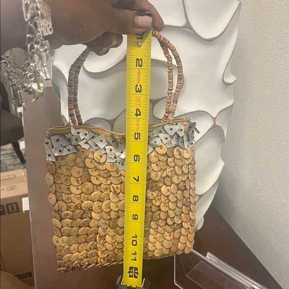 Adrienne Vittadini Tan and Silver Tote Bag Used - Picture 7 of 9